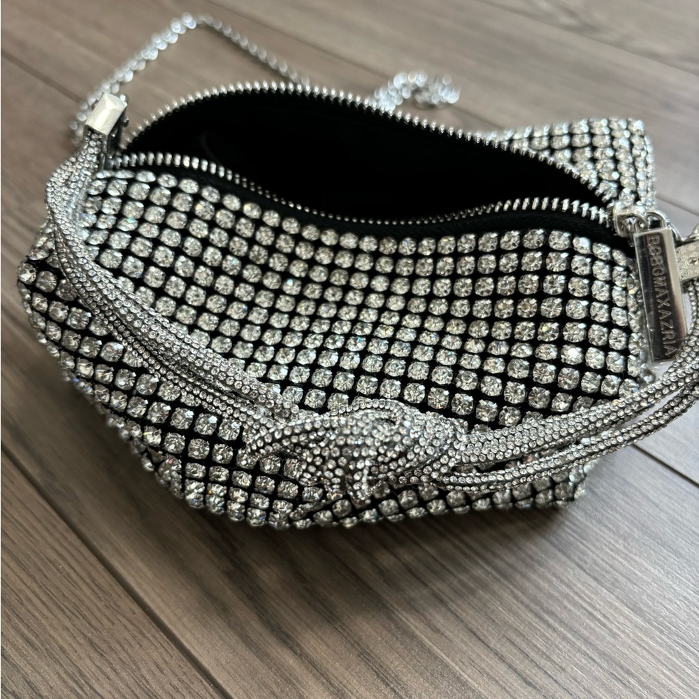 BCBG Silver Crystal Slouchy Rhinestone Bag